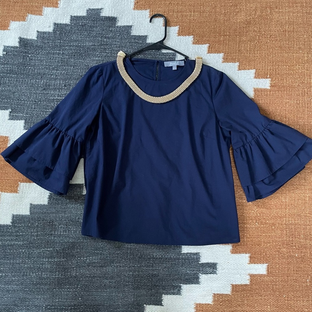 Navy Puff sleeve Top